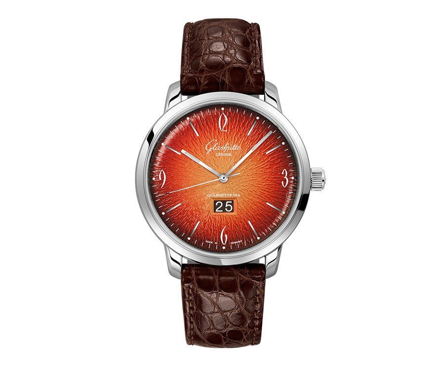 GLASHÜTTE ORIGINAL SIXTIES PANORAMA DATE FIERY ORANGE