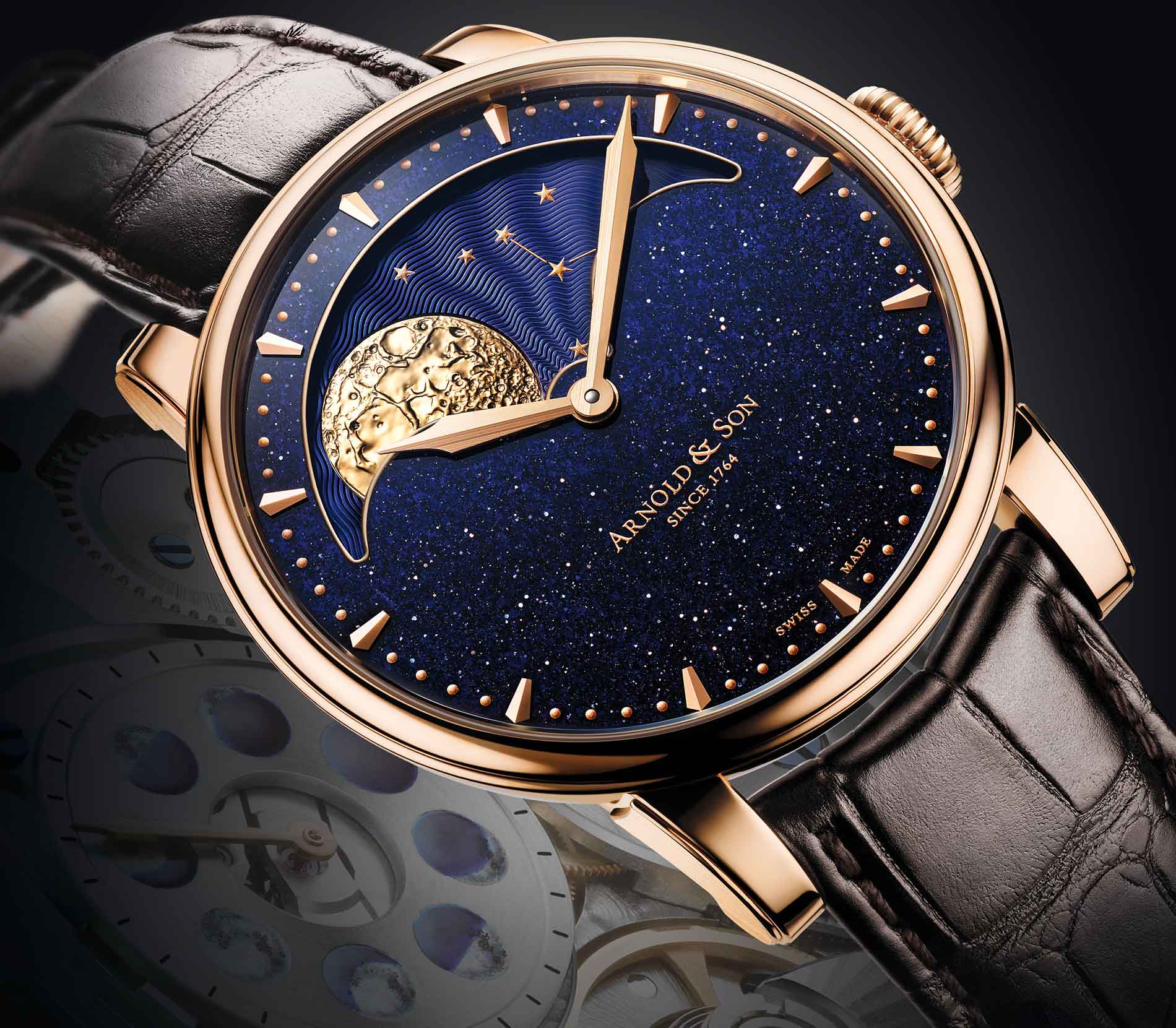 HM Perpetual Moon Aventurine continues Arnold & Son’s tradition of astronomical timepieces