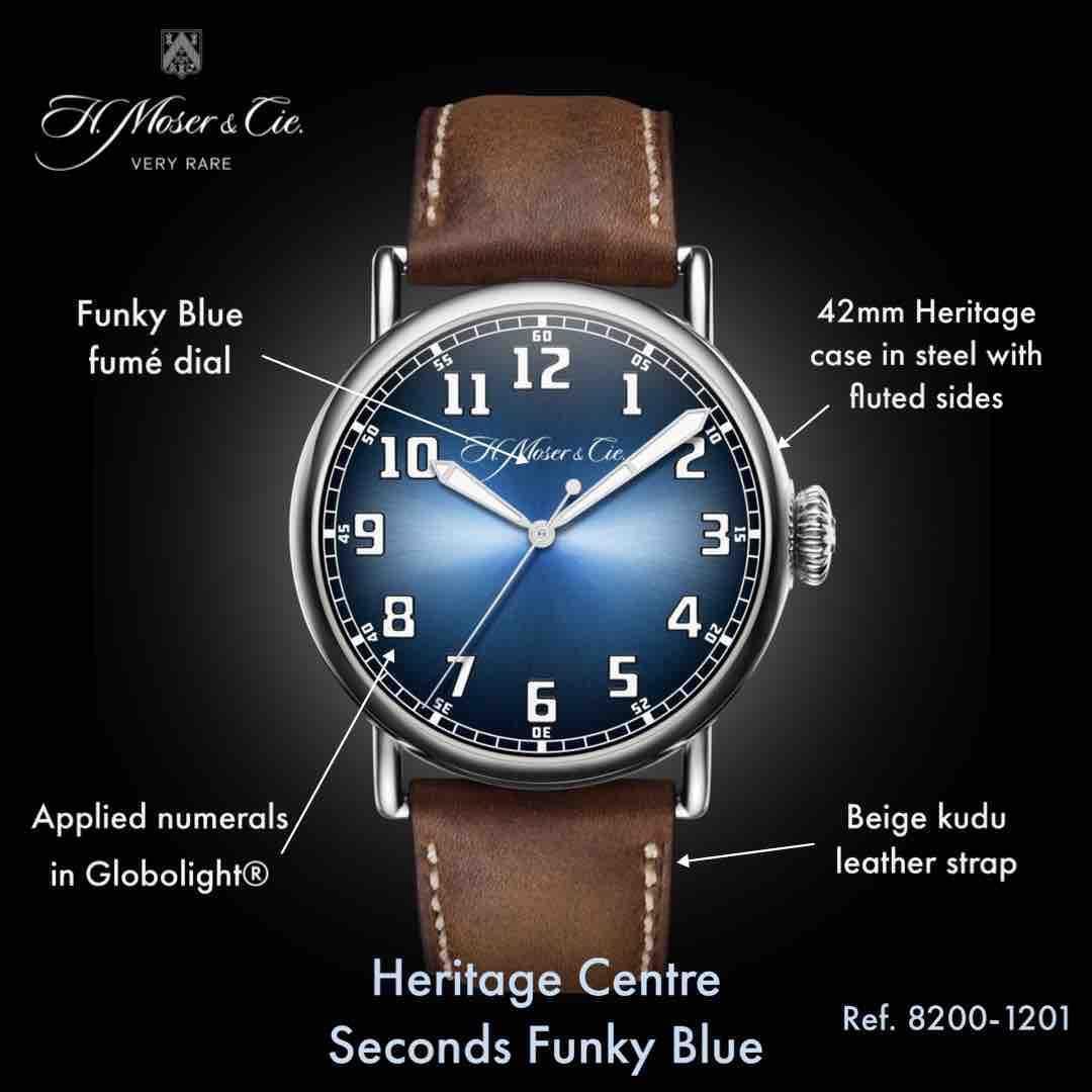 H. Moser & Cie. Heritage Centre Seconds Funky Blue